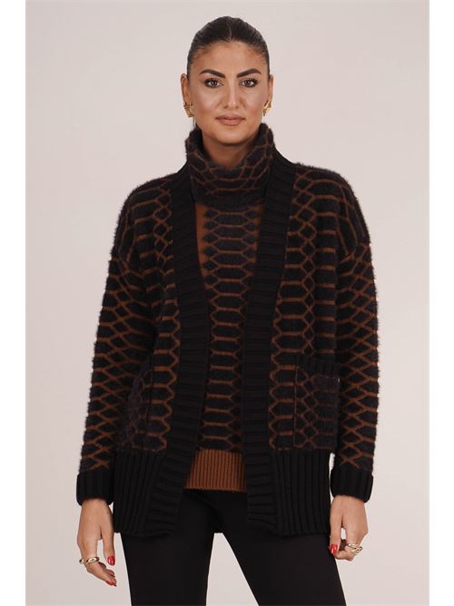 Cardigan in misto lana Love To Love by Gai Mattiolo | LT09NERO/BISCOTTO